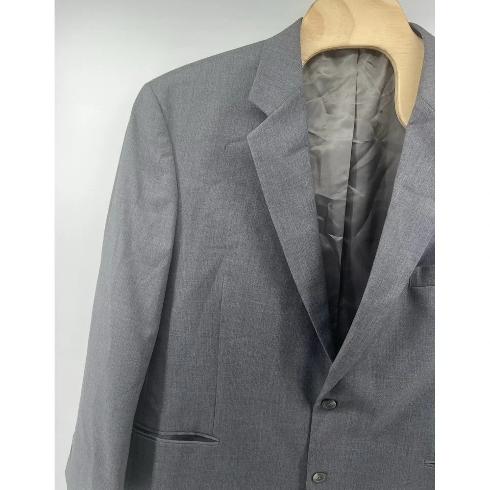Geoffrey Beene 54R Mens Suit Jacket Blazer Gray Polyester Rayon Blend 2 Button